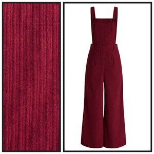 Cider Red Corduroy Wide Leg Overalls L